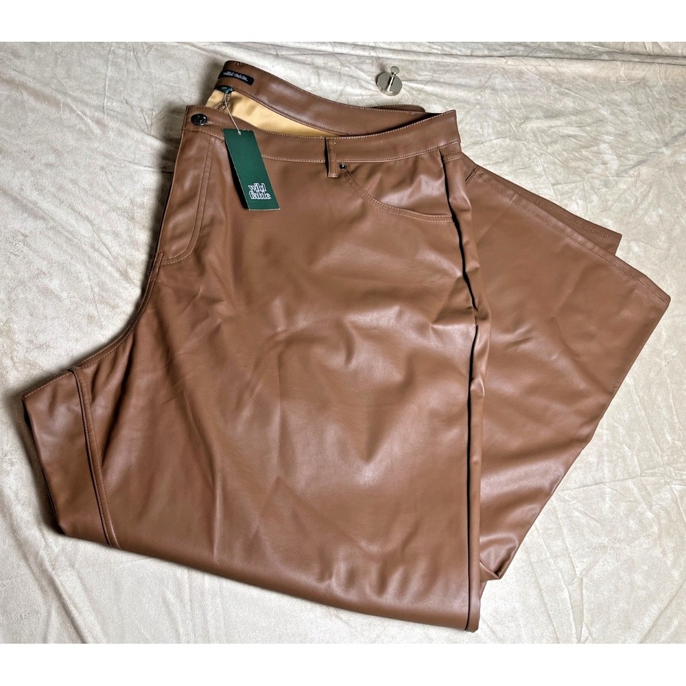 Wild Fable Brown Faux Leather Low-Rise Flare Pants size 24 NEW
